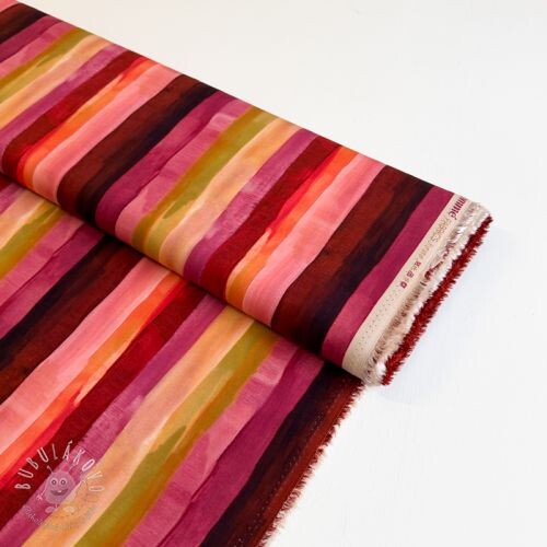 Viskóza RADIANCE Stripes burgundy digital print