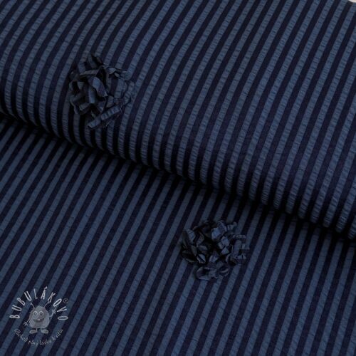 Viskóza YARN DYED Stripes and flowers navy