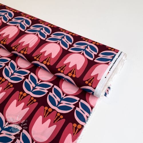 Viskóza ECOVERO Flowers Celia burgundy