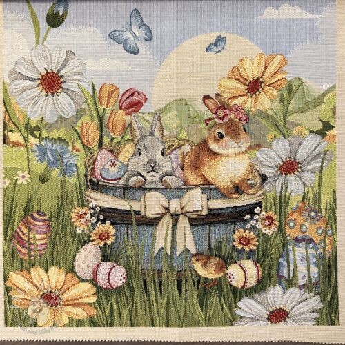 Dekoračná látka GOBELIN PREMIUM Floral Easter Bunny PANEL