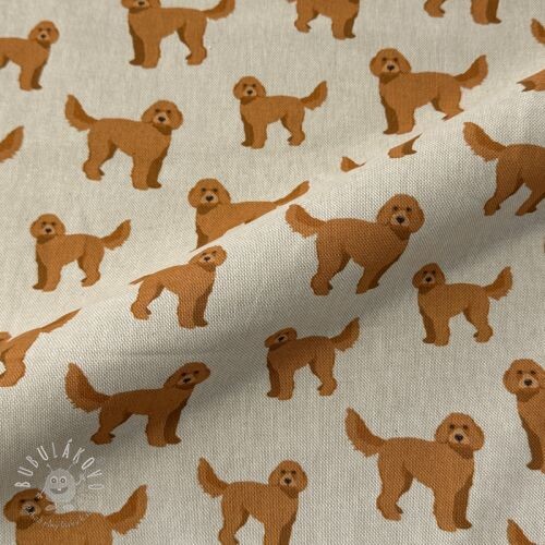 Dekoračná látka Linenlook Labradoodle Dog Love digital print