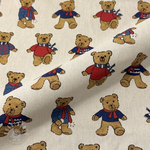 Dekoračná látka Linenlook Teddy Bear Cosy digital print