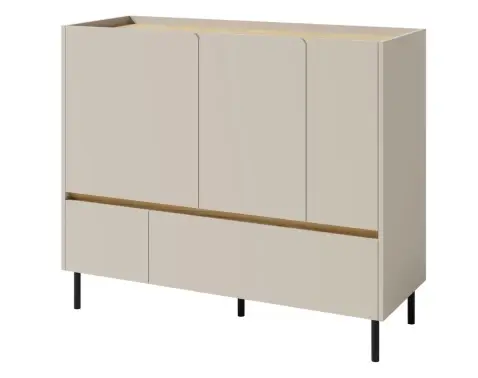 Komoda so zásuvkami Lucky, 120 cm, pieskovo béžová/olejovaný dub%