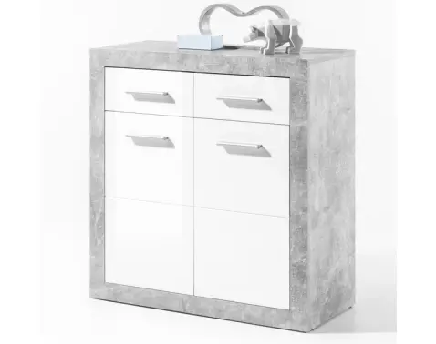 Komoda Stone 82 cm, betón/biela%
