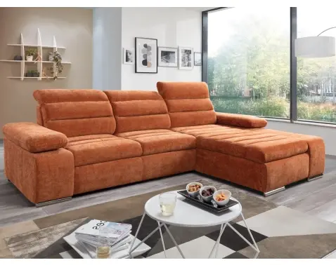 Rohová sedačka Kornelia, terakota štruktúrovaná tkanina, pravý roh%