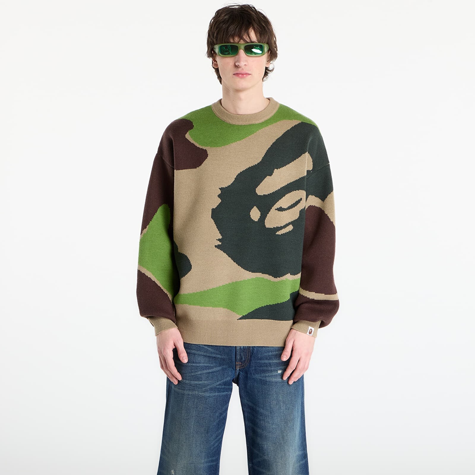 Sveter A BATHING APE Mega Abc Camo Knit Crewneck Sweatshirt M Green L