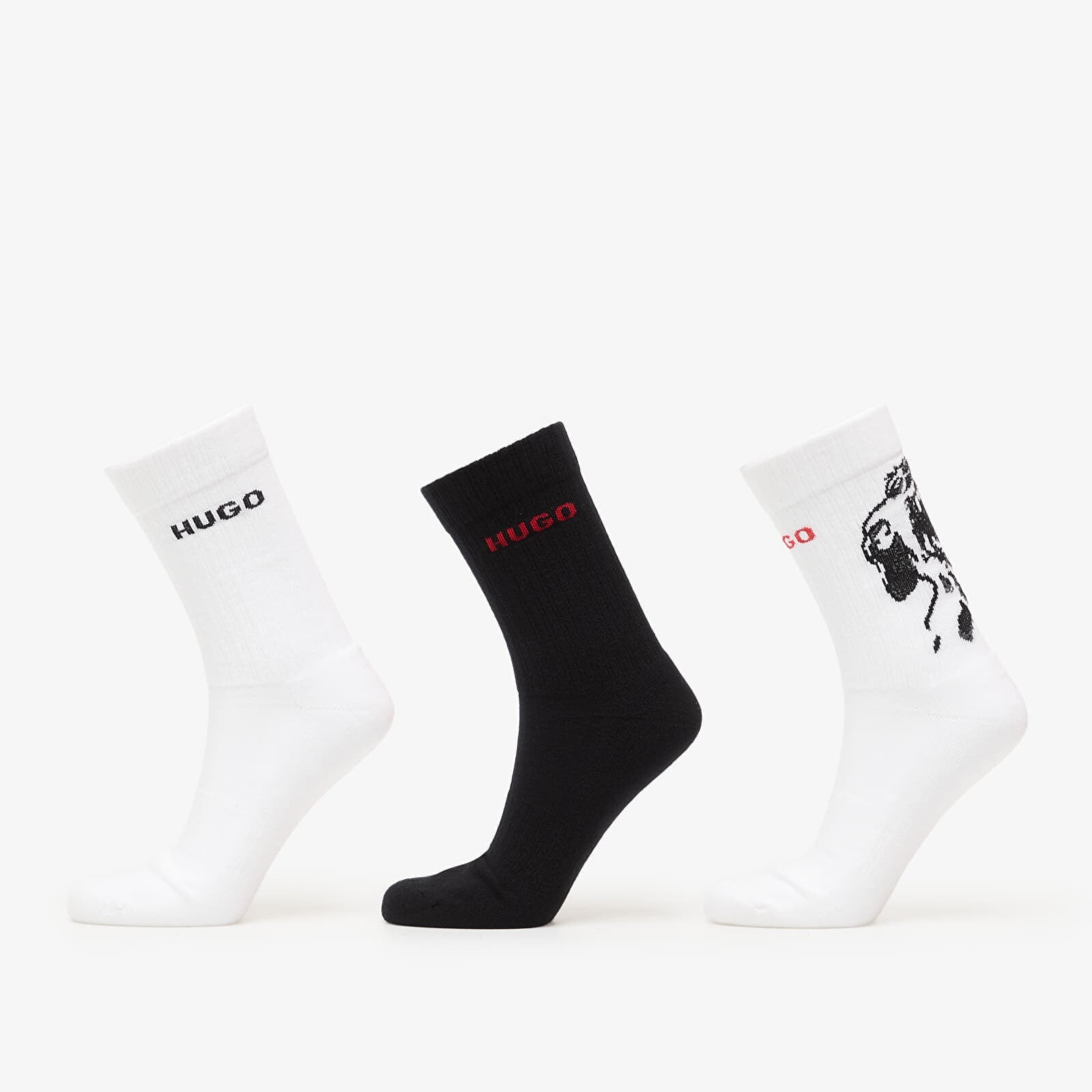 Ponožky Hugo Boss Qs Angry Dog Socks 3-Pack White 40-46