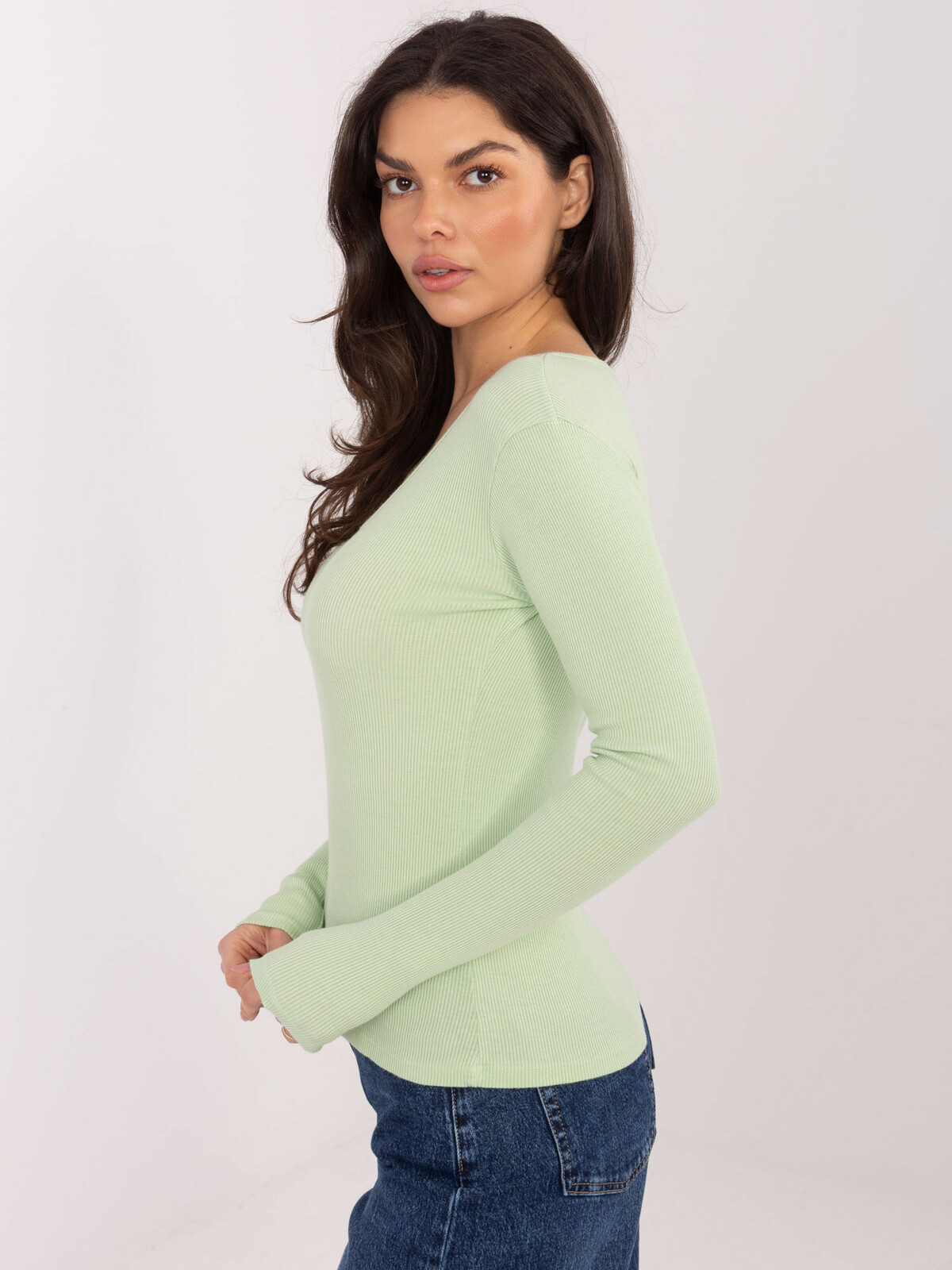 Svetlozelená blúzka s dlhým rukávom