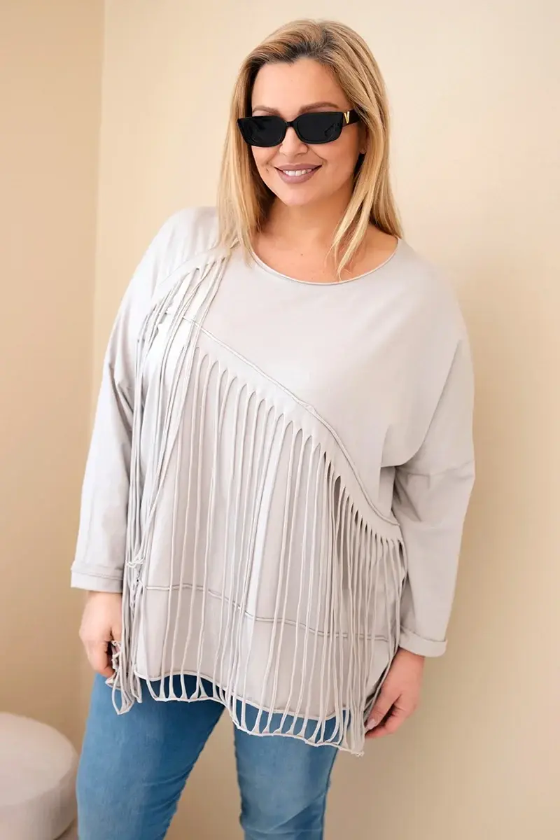 Dámska plus size blúzka s strapcami