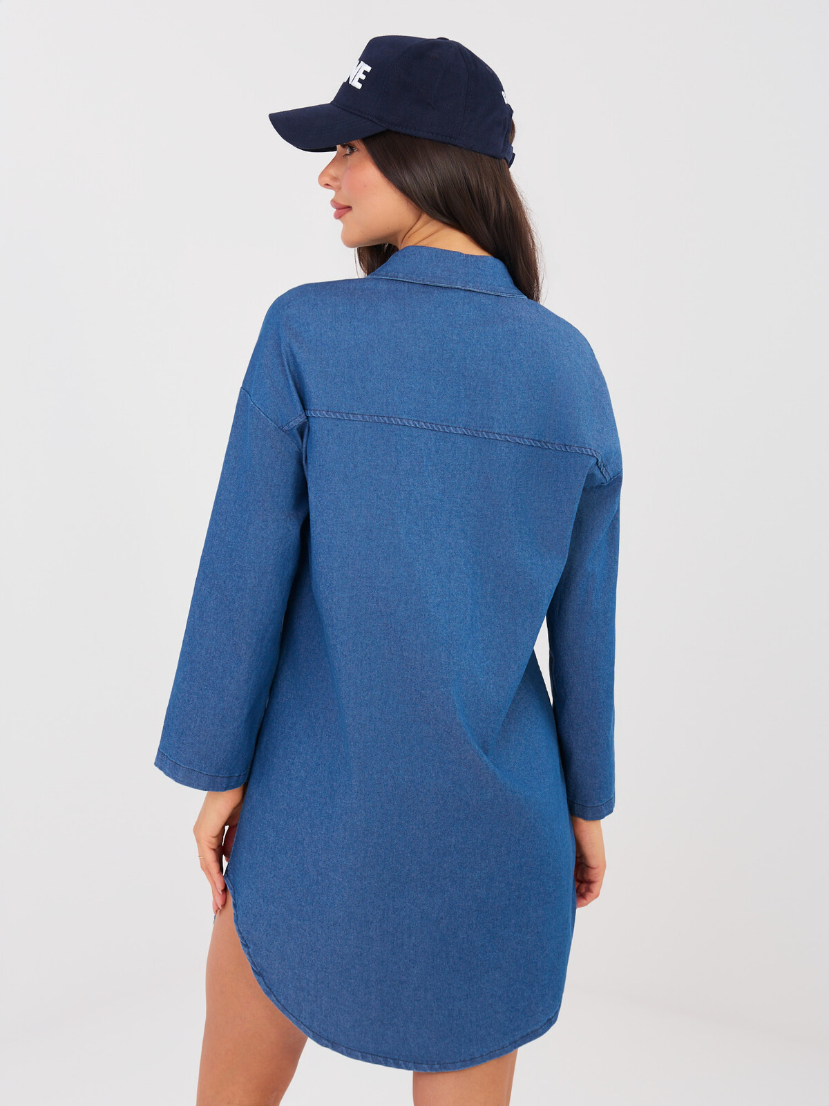 Modré košeľové šaty