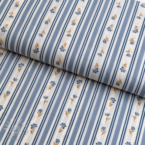 Bavlnená látka Fine flowers STRIPE blue