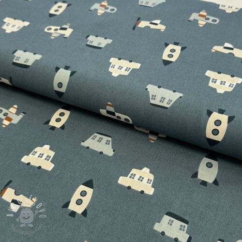 Bavlnená látka Vehicles petrol