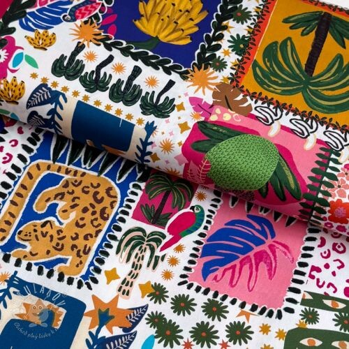 Bavlnená látka SATIN Summer patchwork digital print