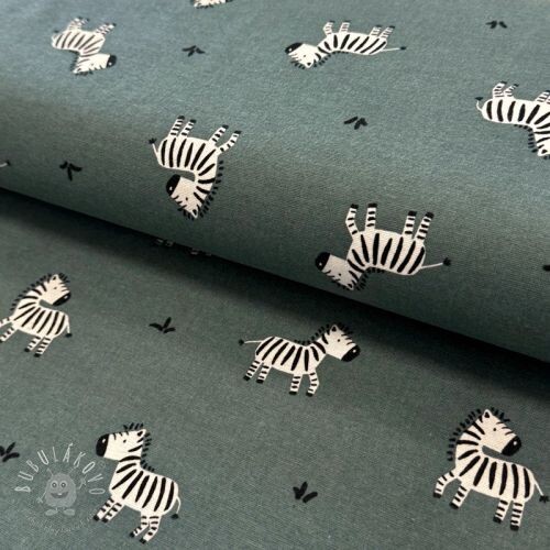 Bavlnená látka FLANNEL Zebras green