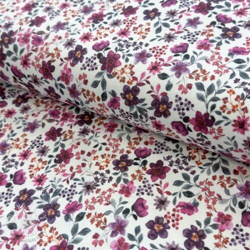 Úplet Flowers fuchsia digital print ORGANIC