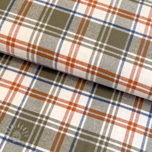 Bavlnená látka YARN DYED BRUSHED Check Mia olive