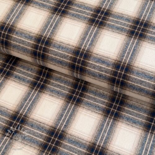 Bavlnená látka YARN DYED BRUSHED Check Tim beige