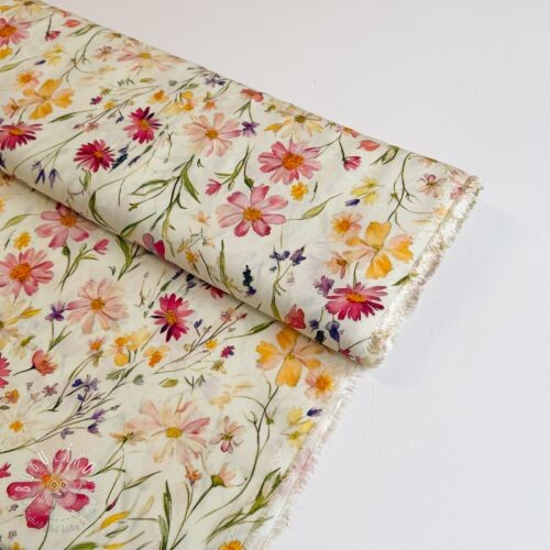 Viskóza RADIANCE Flowers Rubie digital print