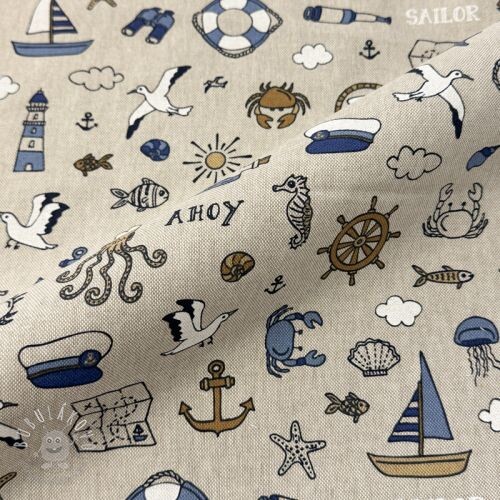 Dekoračná látka Linenlook premium Nautical Doodle
