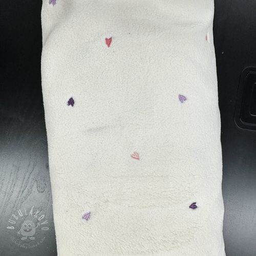 Kabátovina TEDDY EMBROIDERY Hearts ecru II.trieda