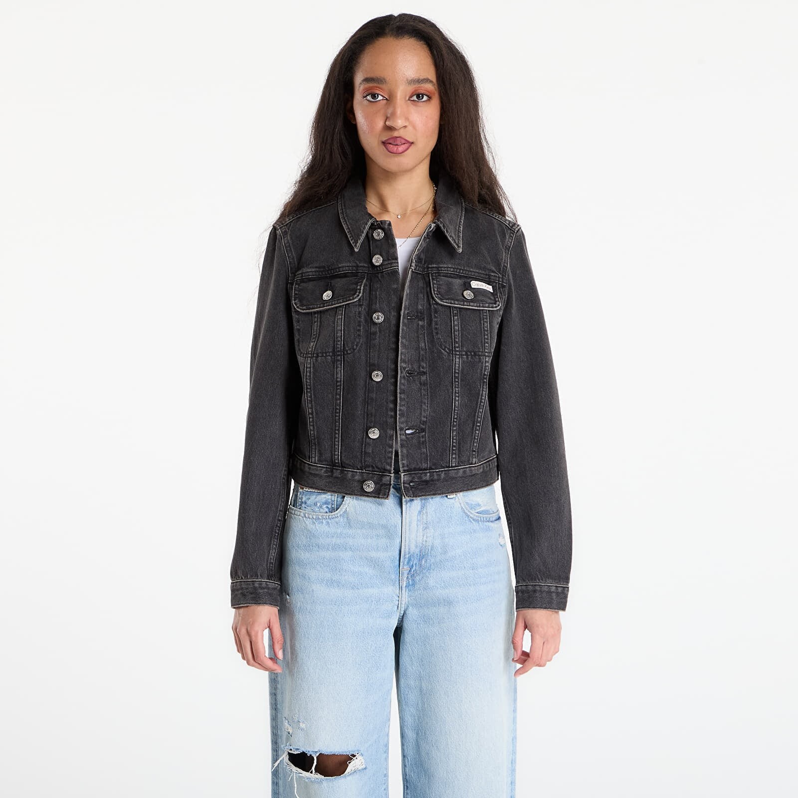 Bunda Calvin Klein Jeans Cropped 90S Denim Jacket Black M