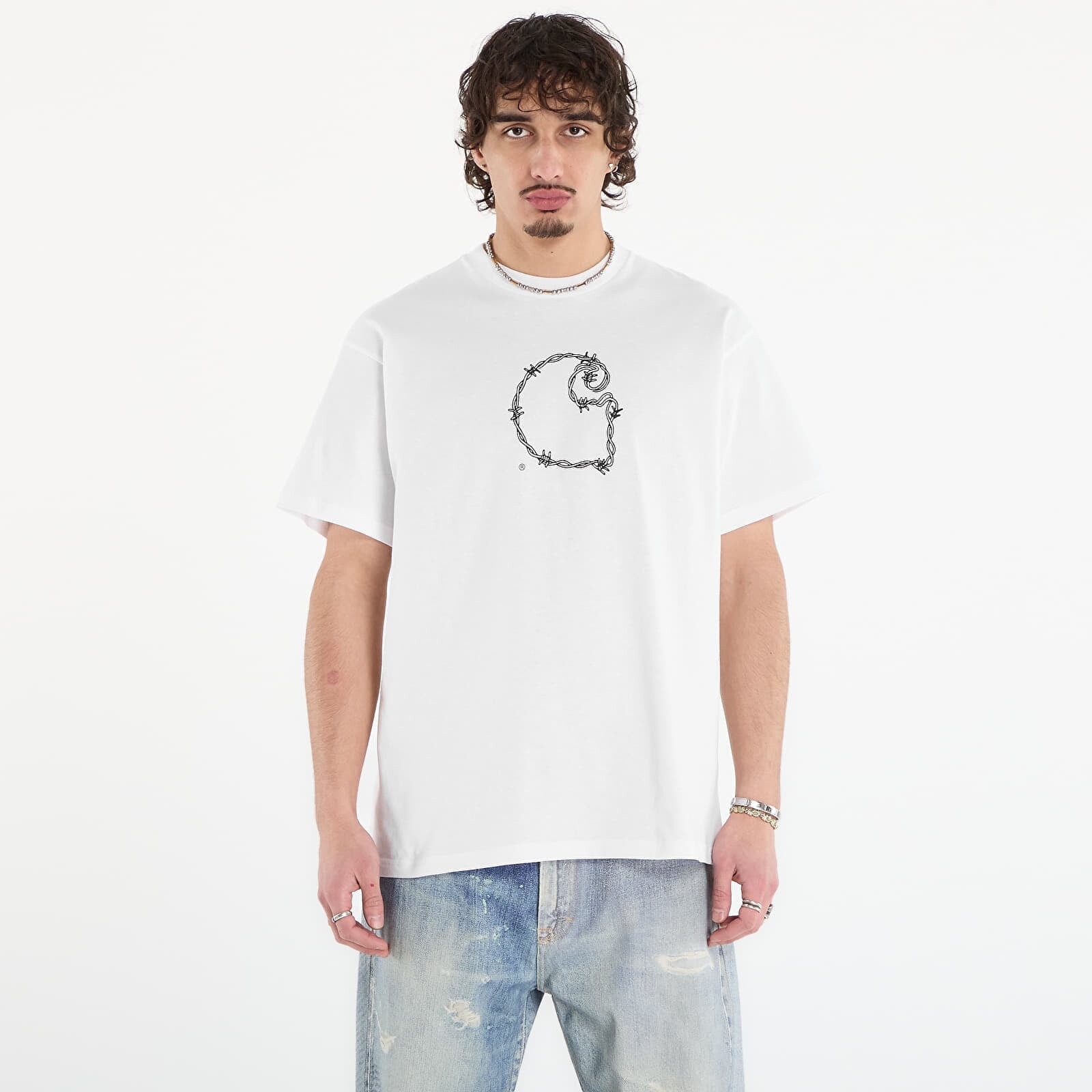 Tričko Carhartt WIP S/S Barbwire C T-Shirt UNISEX White M