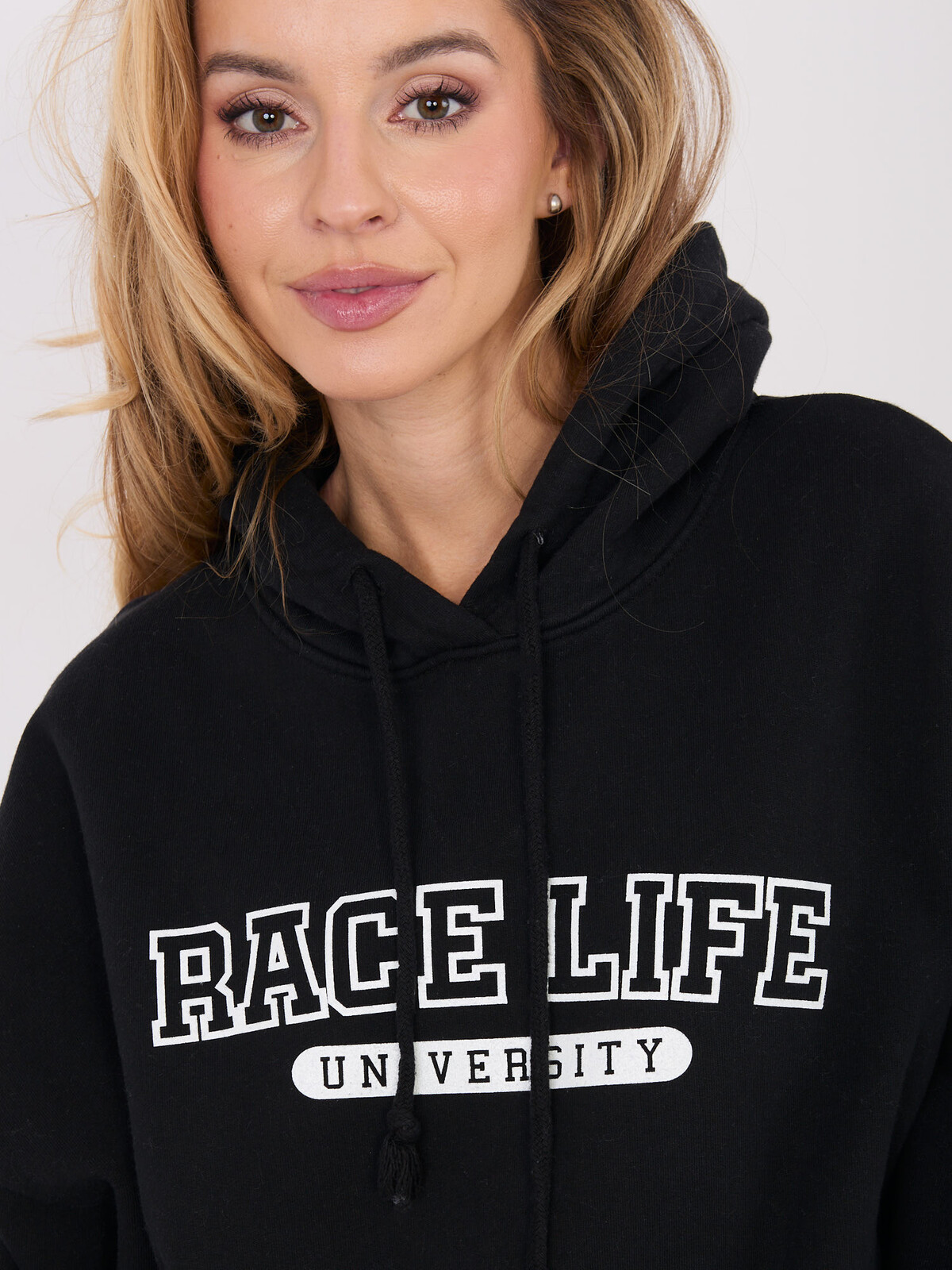 Čierna mikina s kapucňou Race Life