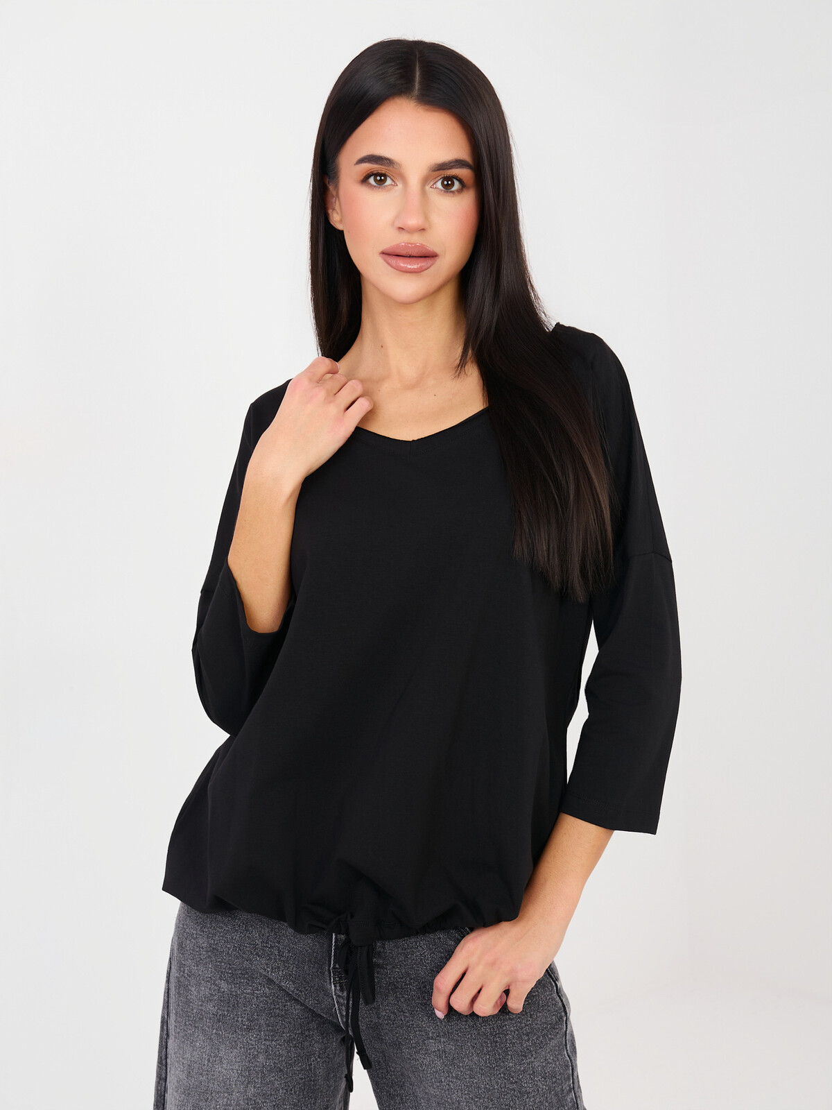 Čierna blúzka s 3/4 rukávmi