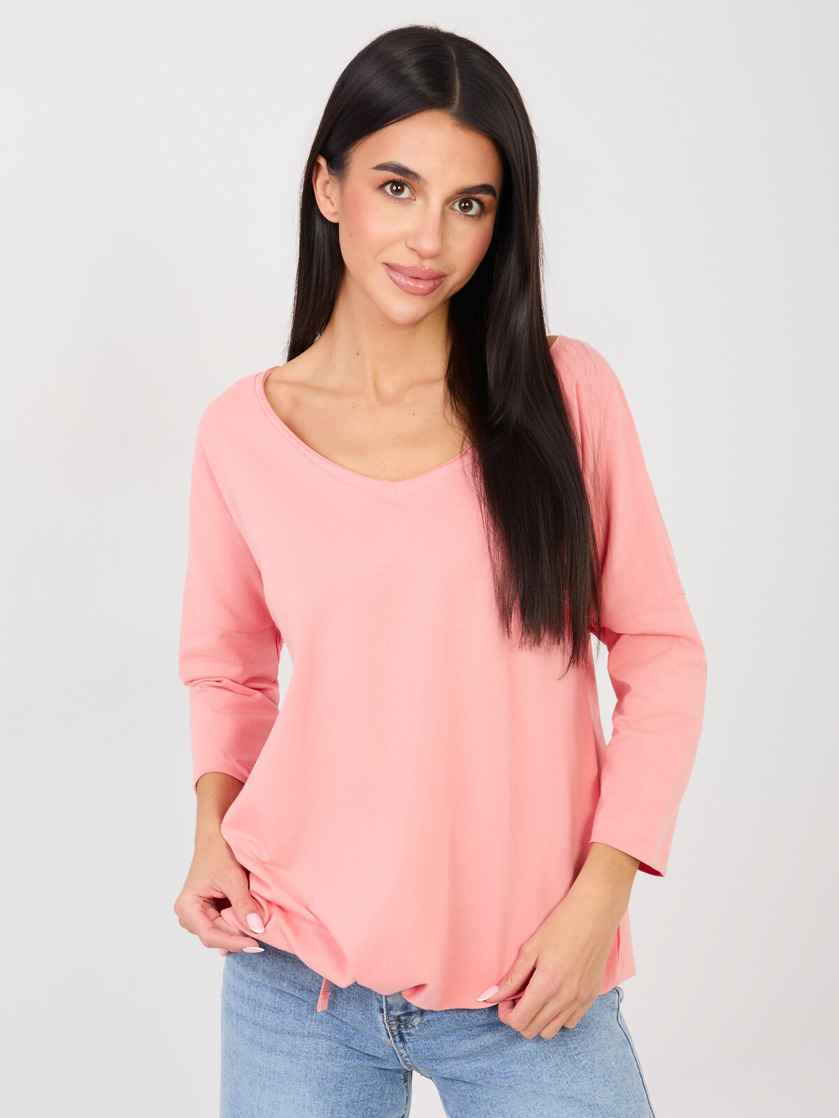 Jednofarebná blúzka broskyňovej farby