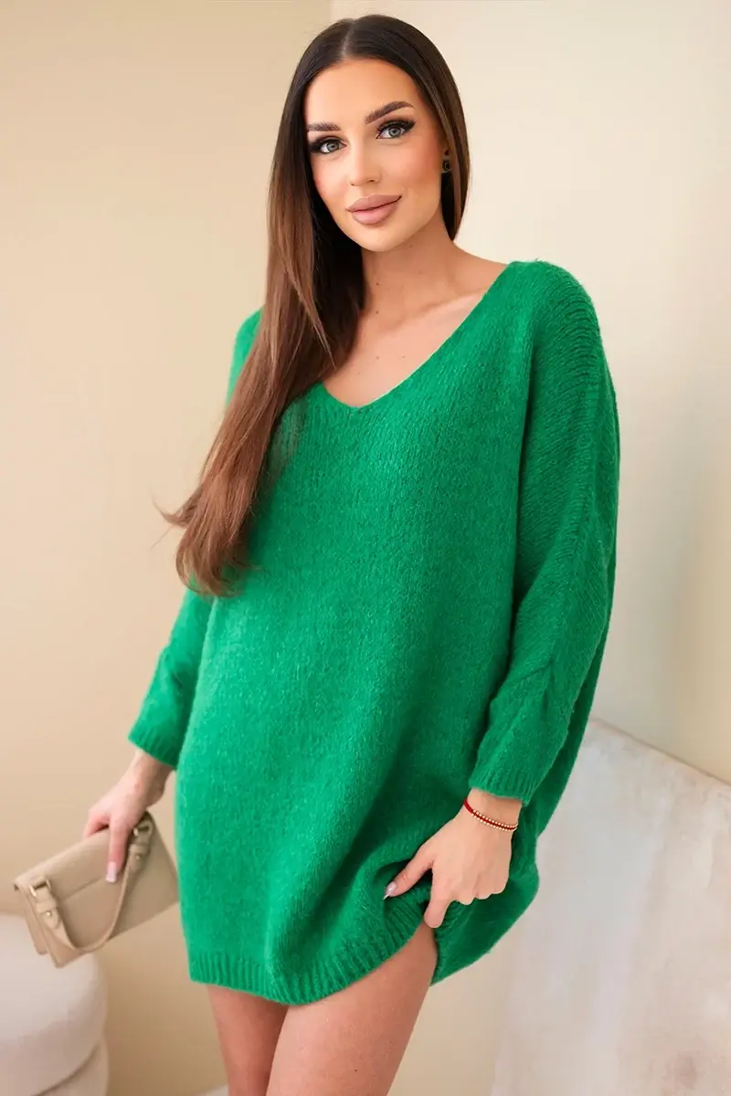 Plus size vlnené šaty s výstrihom do V