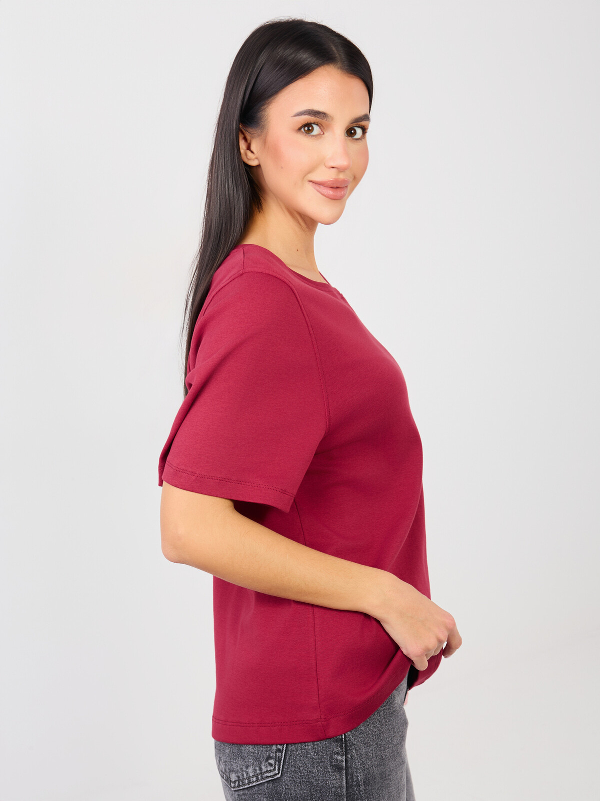 Bordové tričko s krátkym rukávom