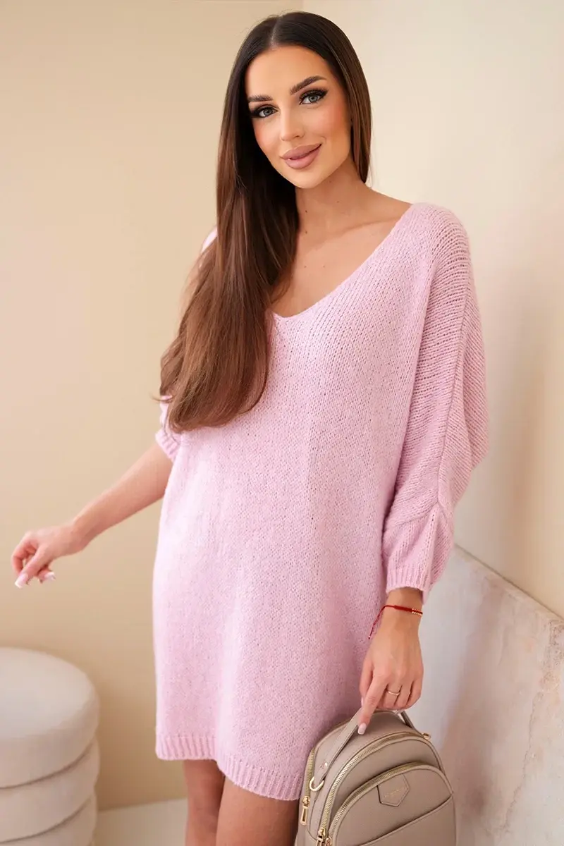 Plus size dámske šaty s V-výstrihom