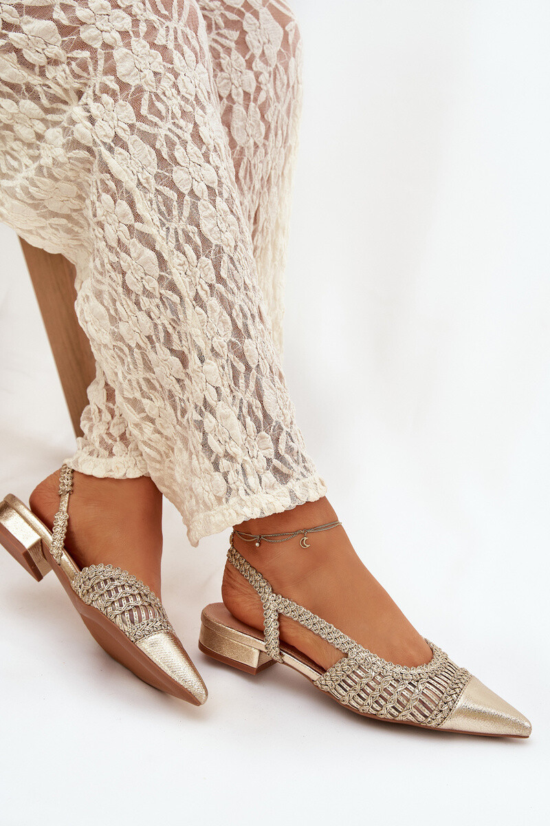 Dámske sandále s pleteným blokom zlaté Nivorra