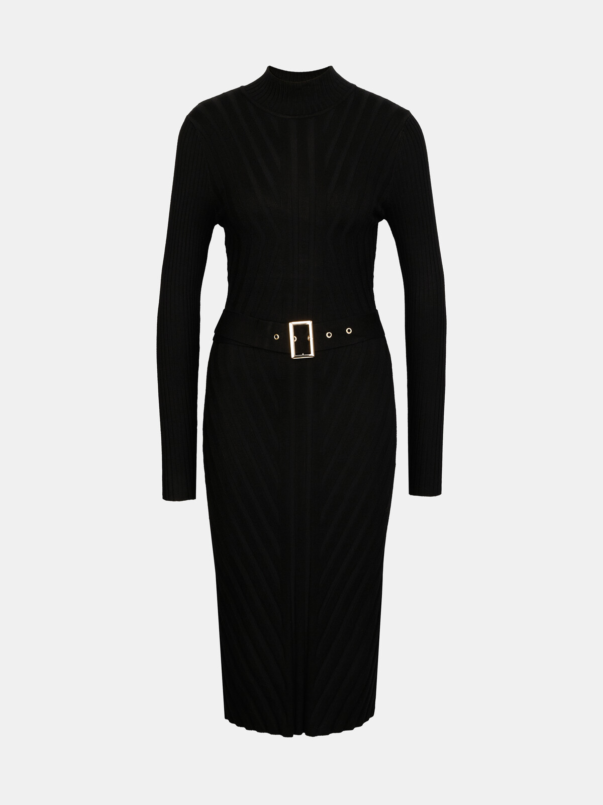 Čierne dámske midi šaty s opaskom