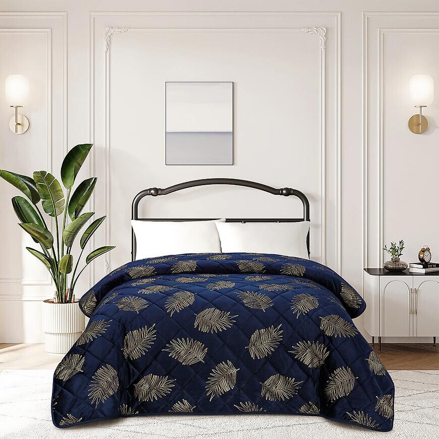 Prikrývka na posteľ Poli 2504-2 tmavomodrá 220x250 cm