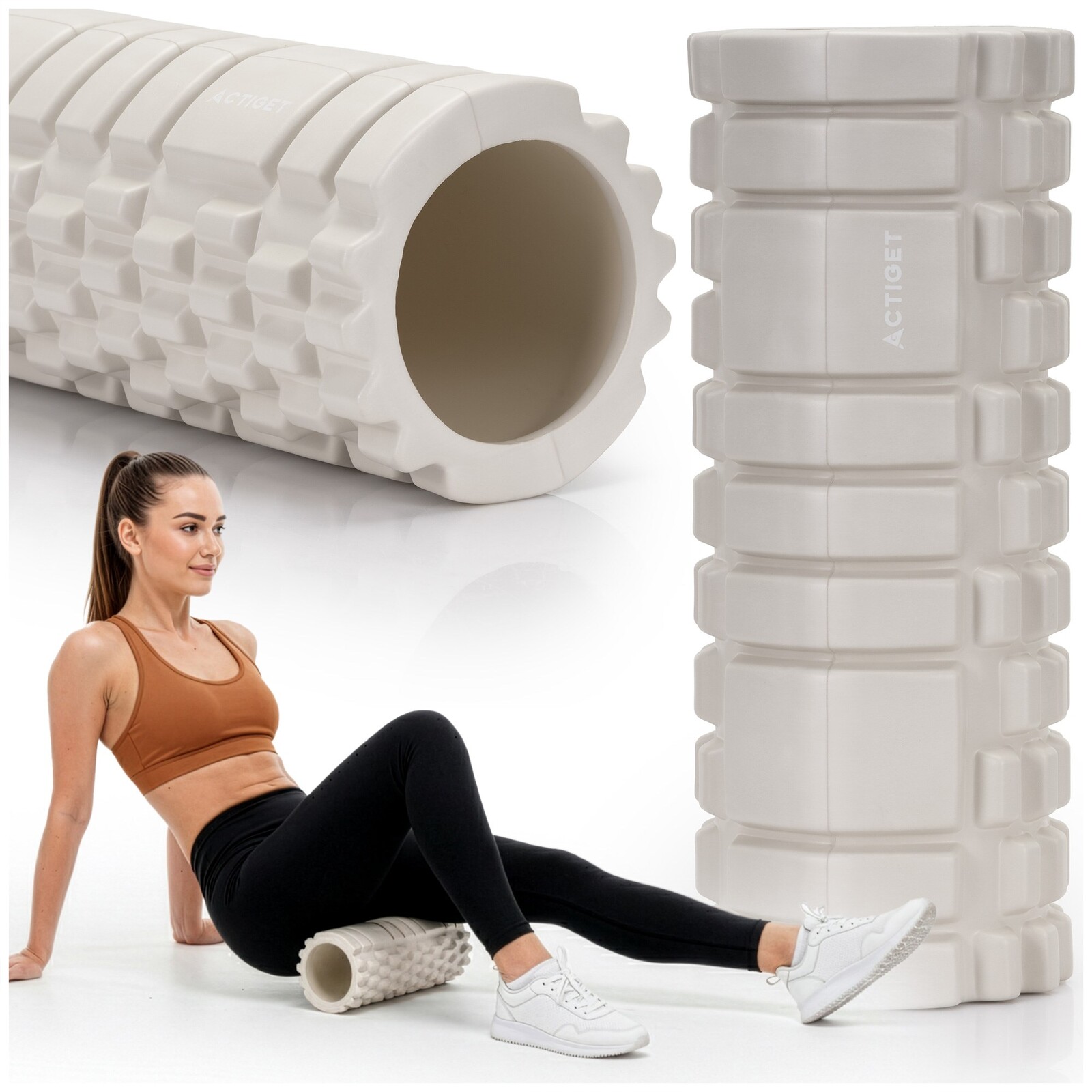 Masážny valec/roller - stredne tvrdý - svetlosivý