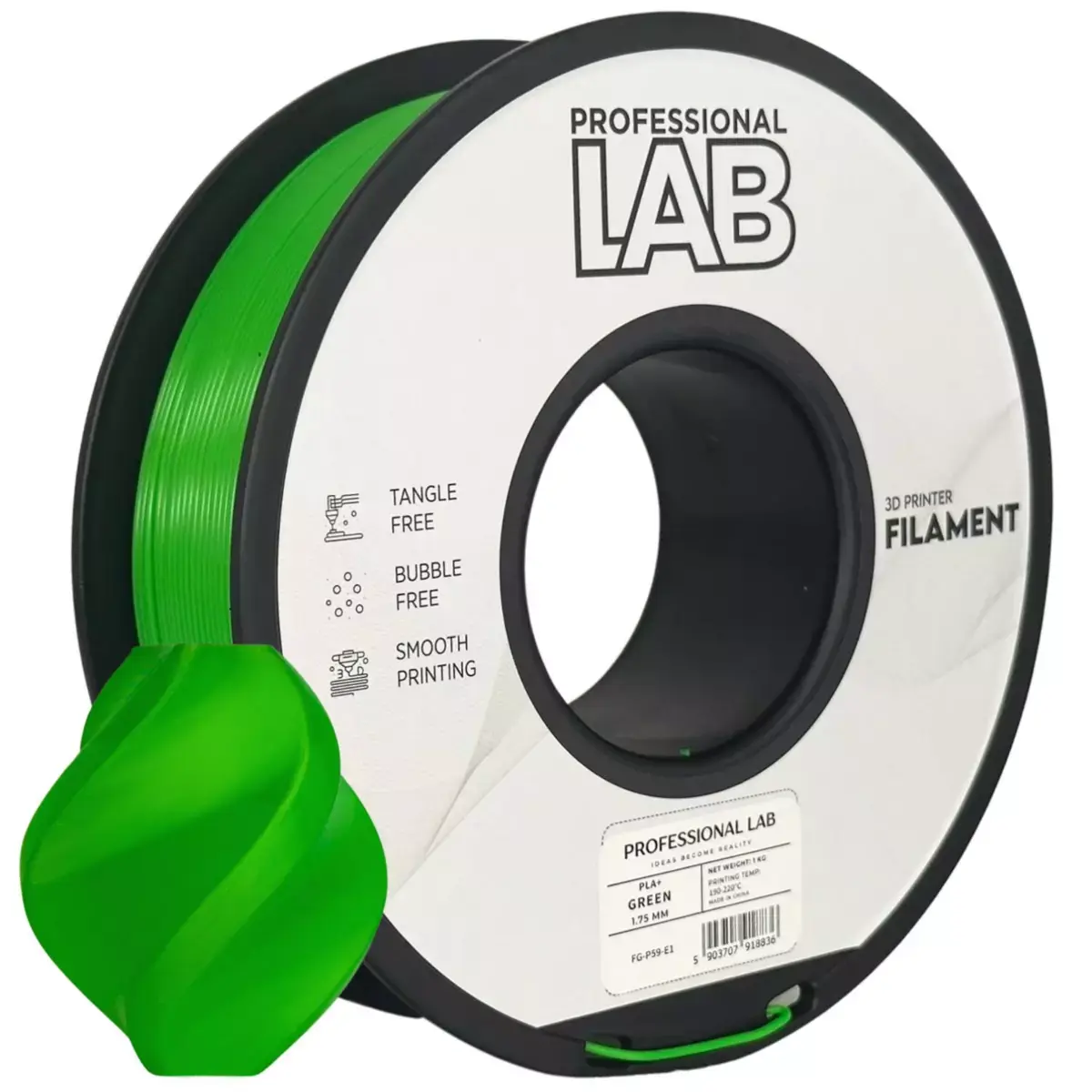 PLA+ filament Professional Lab - 1 kg zelená