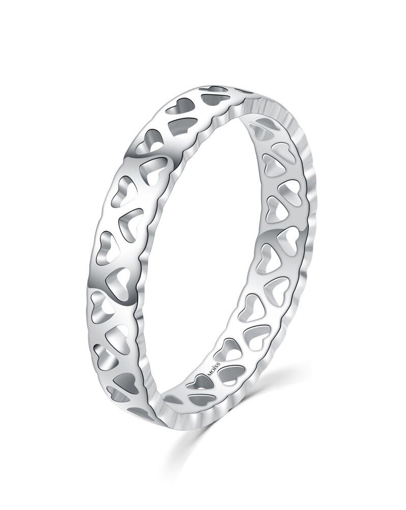 MOISS Dámsky strieborný prsteň so srdiečkami R0002048-P 48 mm