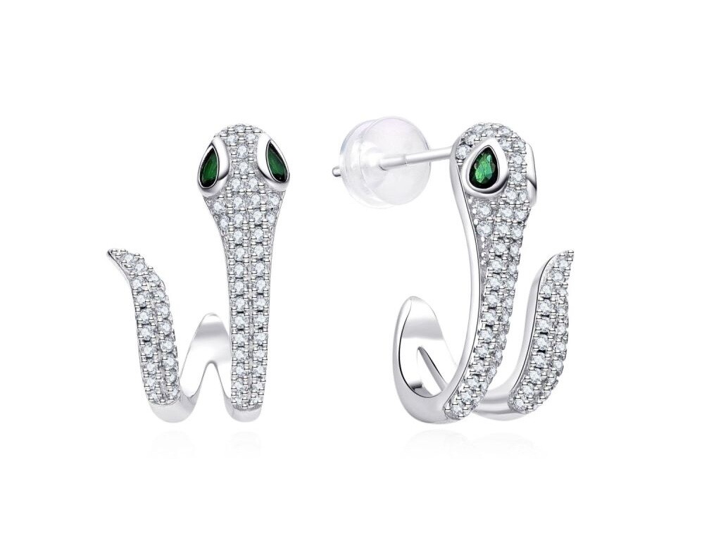 MOISS Strieborné náušnice Had s kubickými zirkónmi E0004973