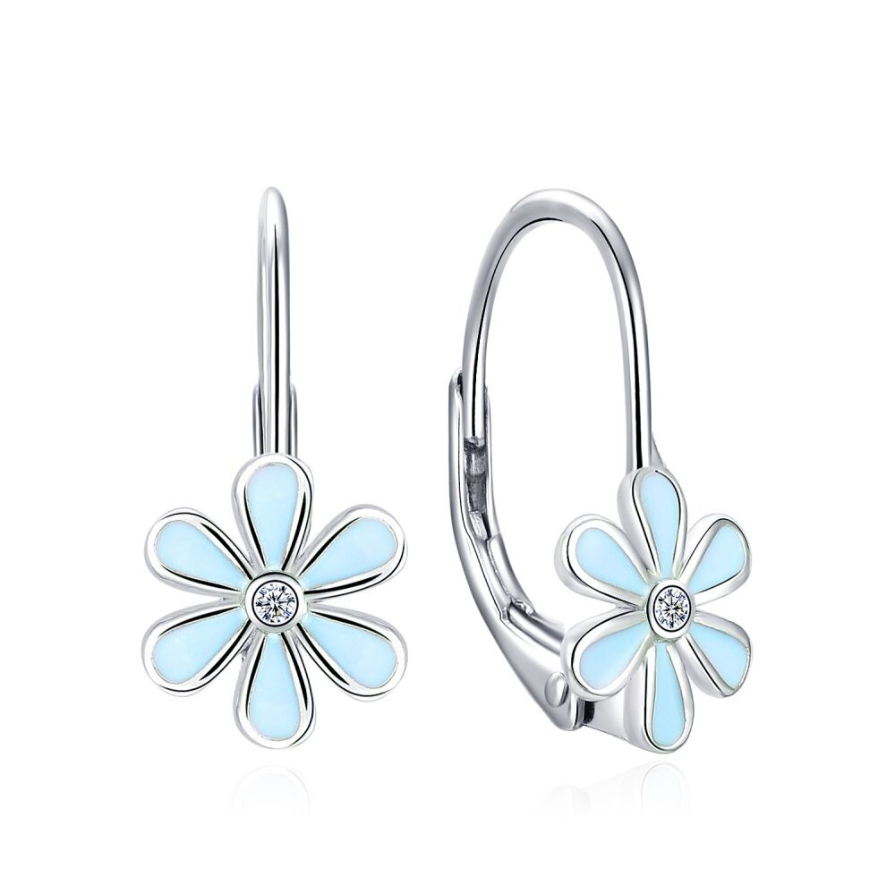 MOISS Visiace strieborné náušnice Kvetina E0000555