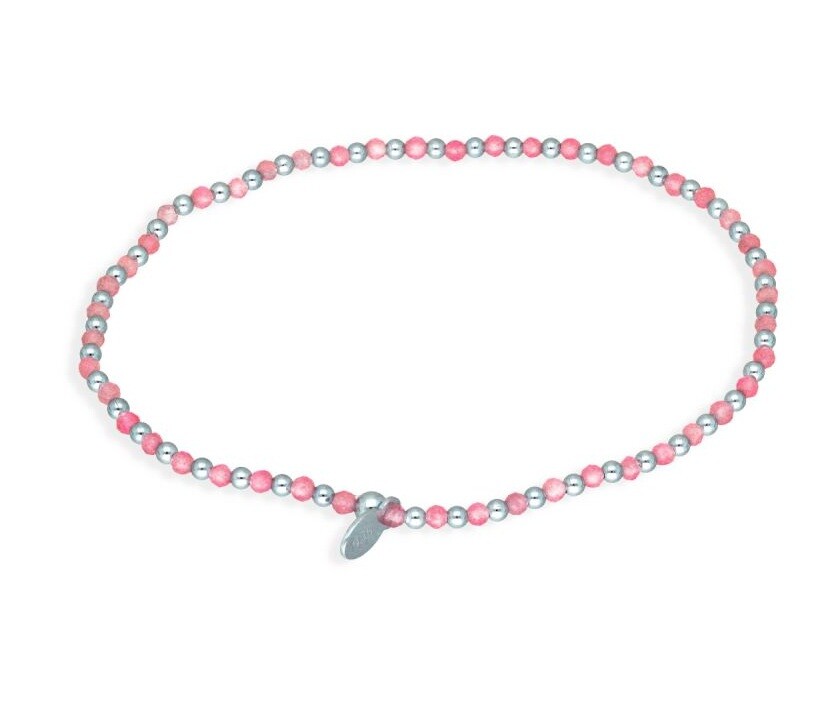 MOISS Strieborný korálkový náramok s rubínom BG000026