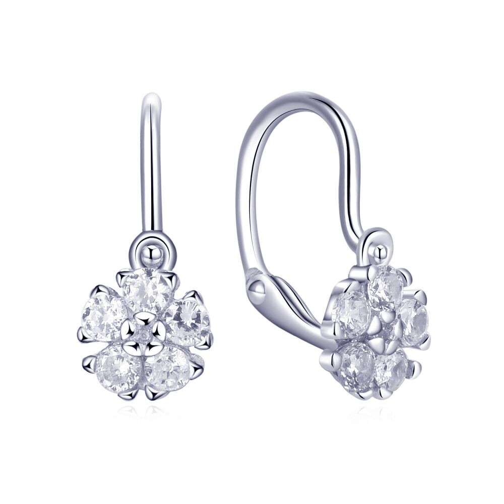 MOISS Strieborné detské náušnice Kvetina s čírymi zirkónmi E0000630