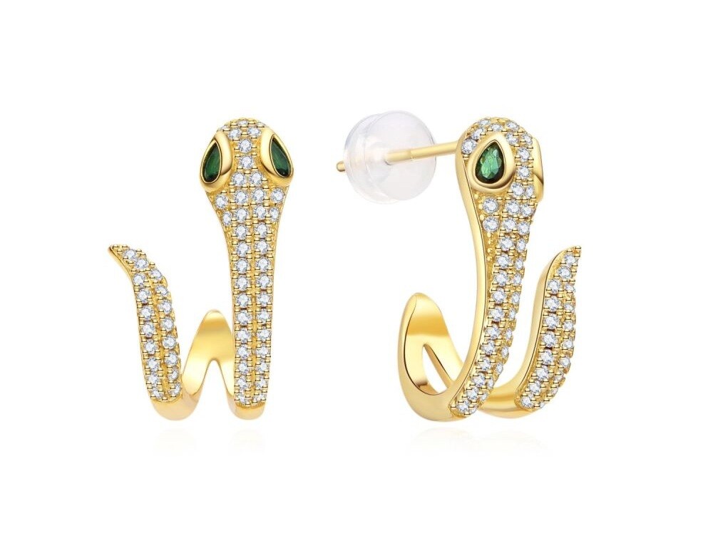 MOISS Pozlátené náušnice Had s kubickými zirkónmi E0004974