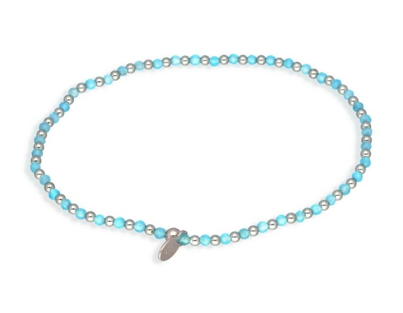 MOISS Strieborný korálkový náramok s tyrkysom BG000032