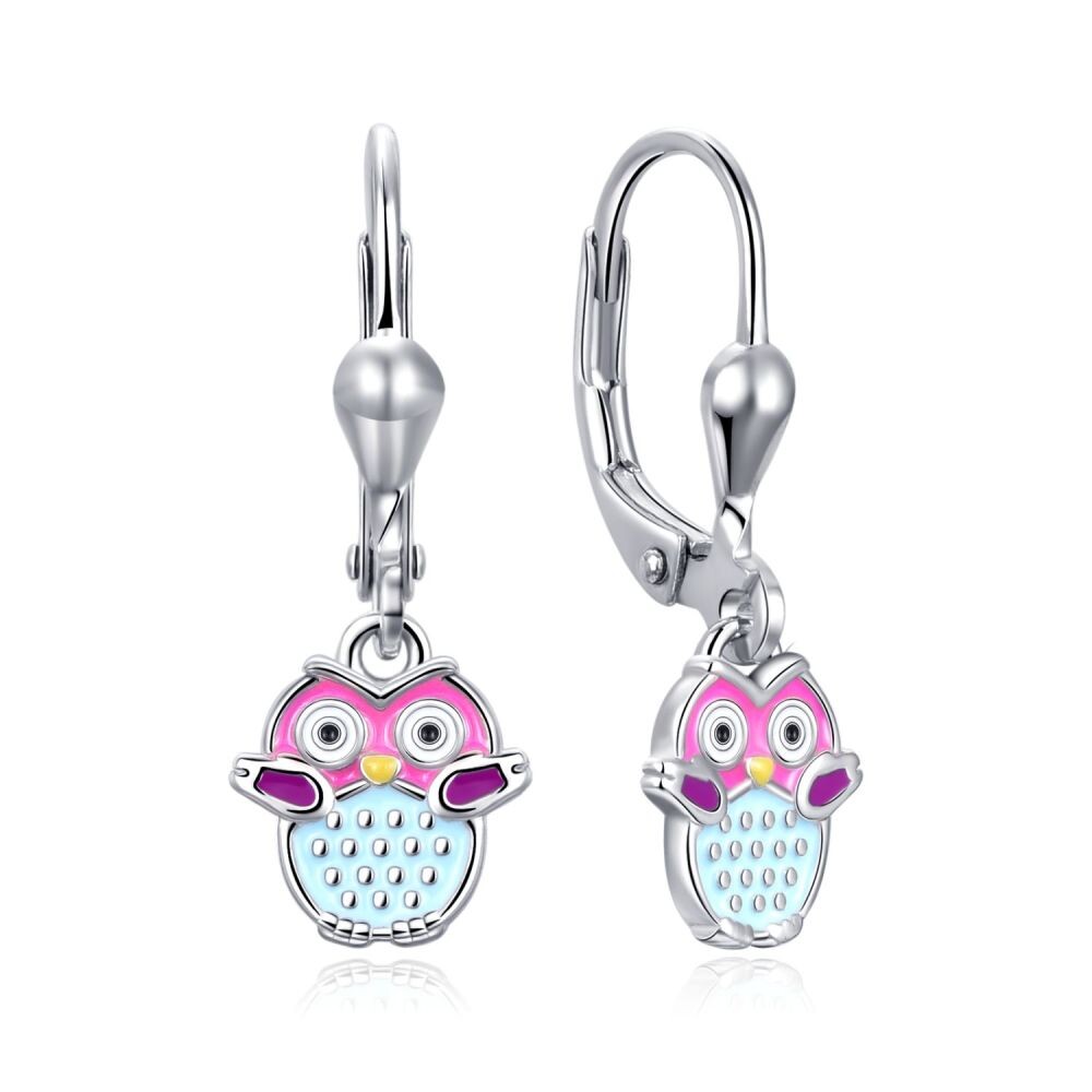 MOISS Visiace strieborné náušnice pre dievčatá Sovičky E0003771