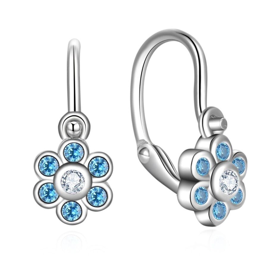 MOISS Strieborné detské náušnice Kytička so zirkónmi E0000657