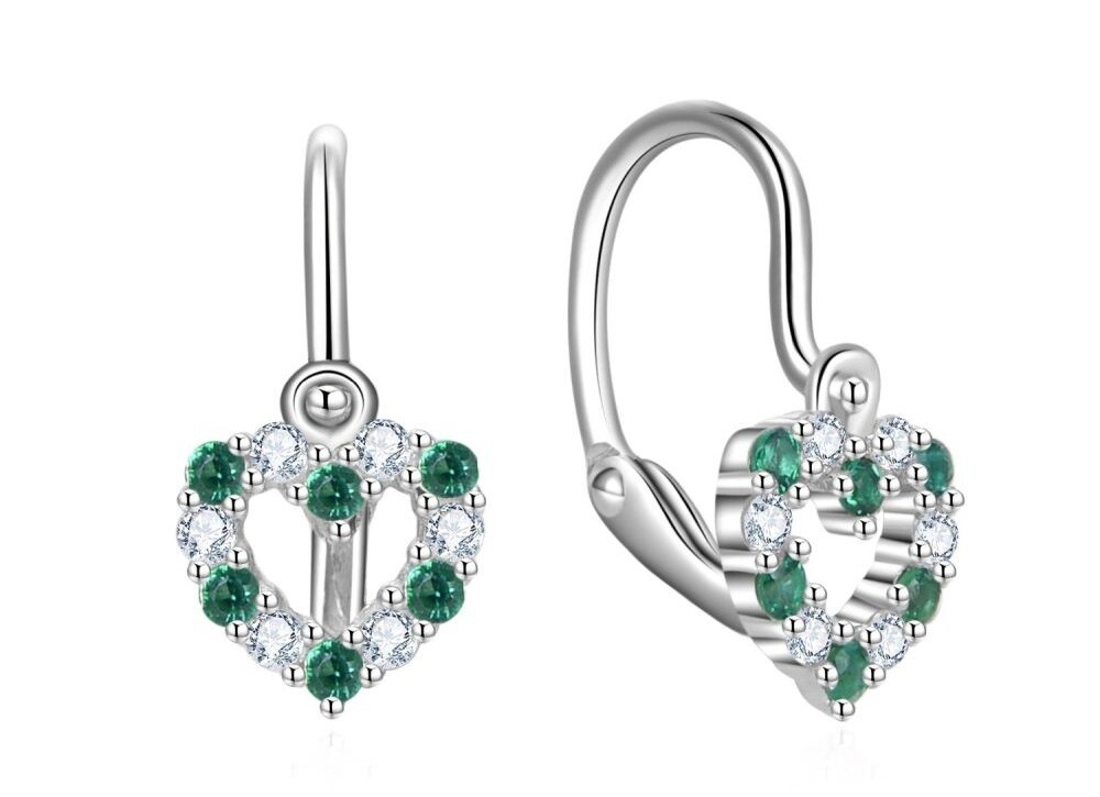 MOISS Strieborné detské náušnice Srdiečko so zirkónmi E0000650