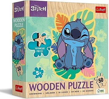Trefl Drevené puzzle obrysové Stitch 50 dielikov