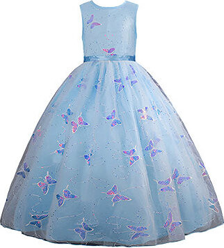 Princess Pohádkové šaty vel. 146 - Modré s motýly