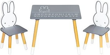 ECOTOYS WH141 Dětská sada nábytku, stůl a 2 židle, zajíček